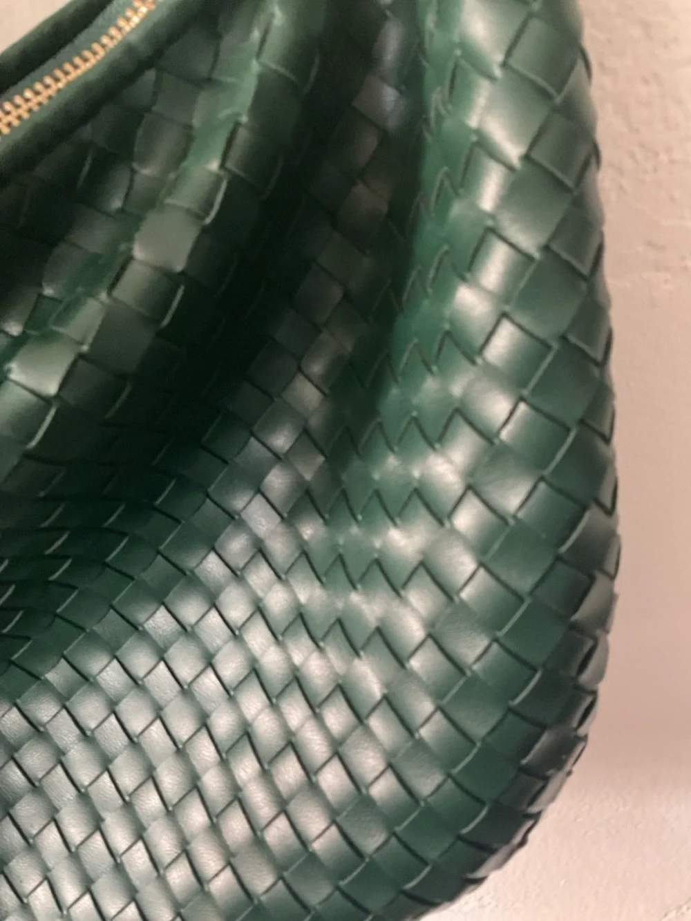 Melie Bianco Emerald Green Woven Hobo Shoulder Bag